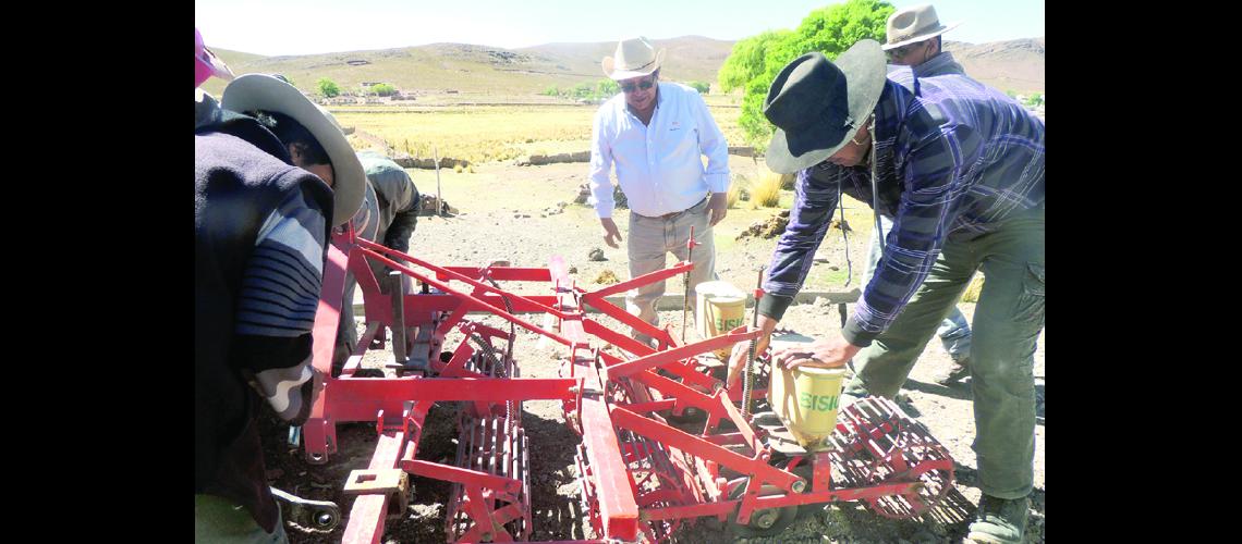 Siembra mecanizada de alfalfa en la Puna