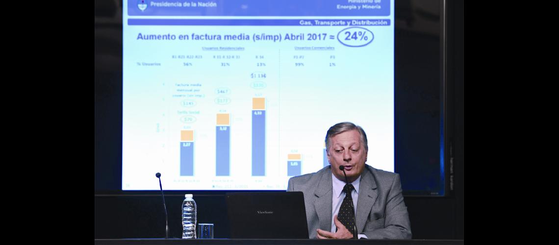 Aranguren anuncioacute suba tarifaria del gas