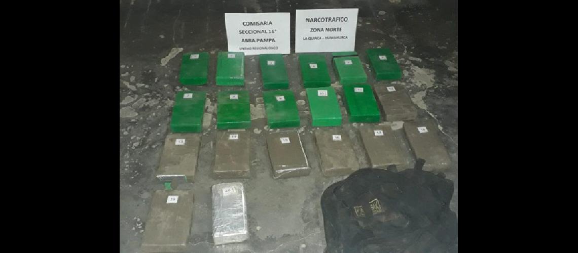 Brigada Narcotraacutefiacuteco incautoacute 21 kilos de cocaiacutena en Abra Pampa