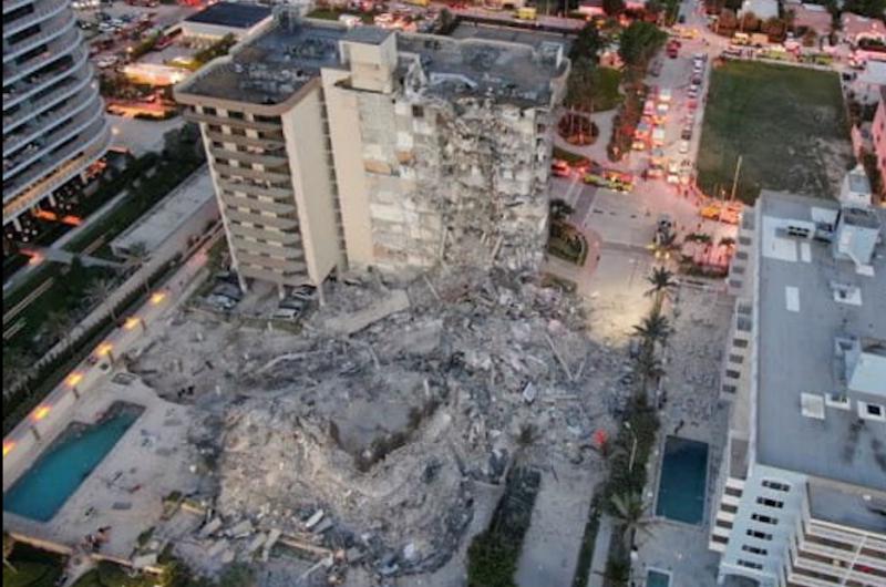 Derrumbe y tragedia en un edificio de doce pisos en Miami