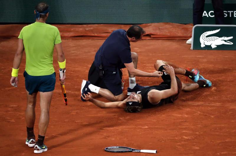 Nadal llegoacute a la final con la lesioacuten de Zverev y buscaraacute su 14deg tiacutetulo