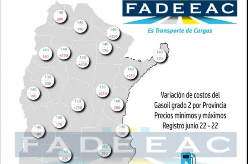 Gasoil- cuaacutel es el precio por litro en cada distrito seguacuten FADEEAC