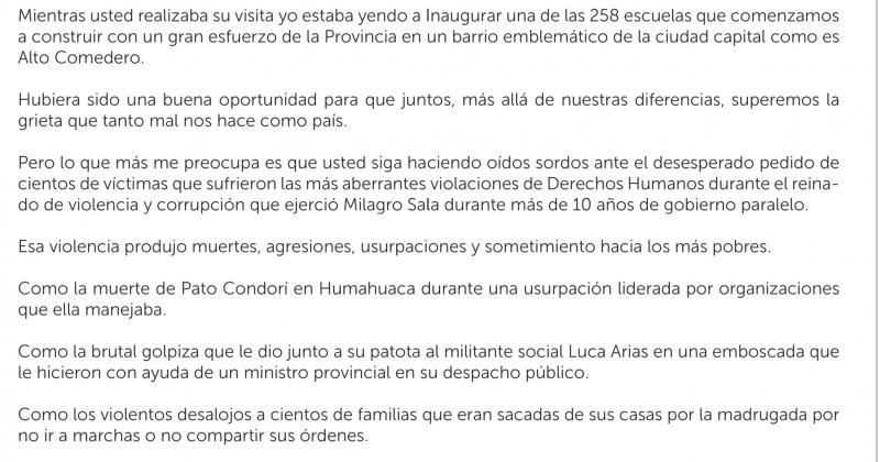 Exijo respeto a todo el pueblo y a Jujuy como provincia argentina