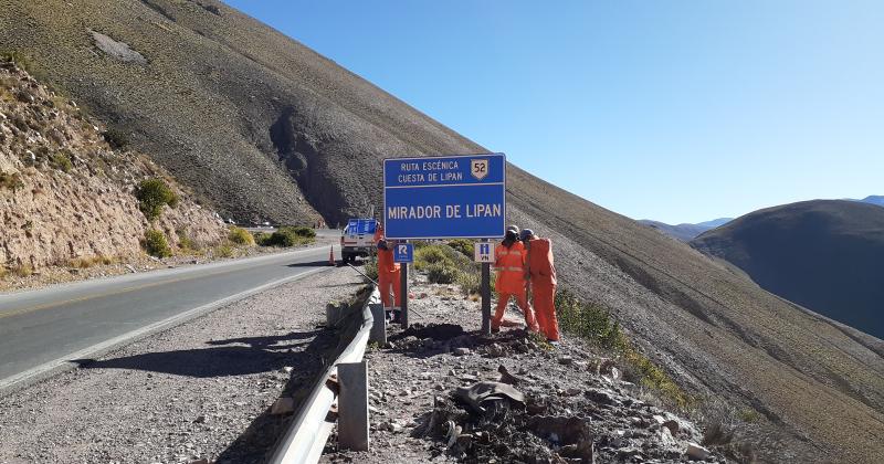 Vialidad Nacional colocoacute carteleriacutea sobre la ruta esceacutenica Cuesta de Lipaacuten