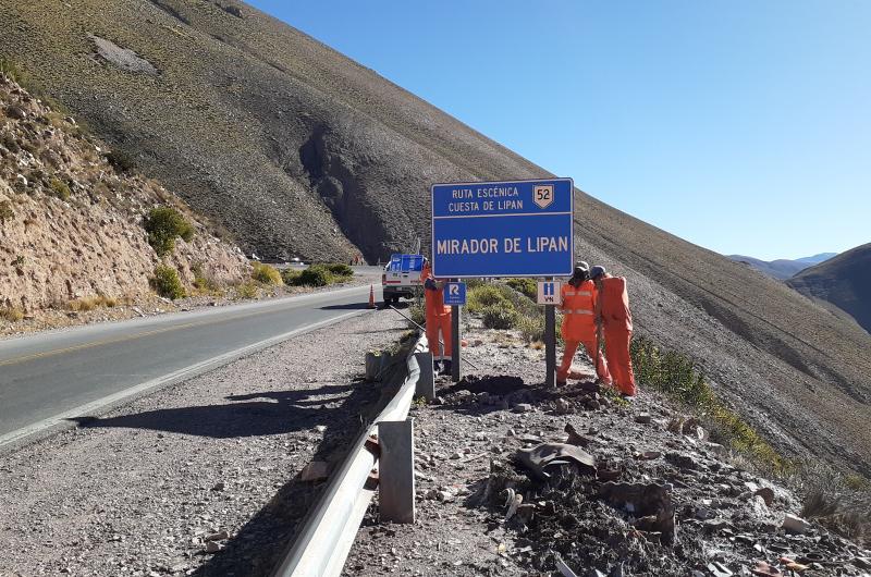 Vialidad Nacional colocoacute carteleriacutea sobre la ruta esceacutenica Cuesta de Lipaacuten