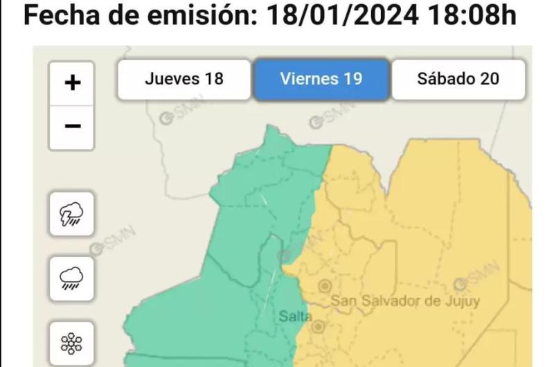 Renovaron el alerta por fuertes tormentas para Jujuy