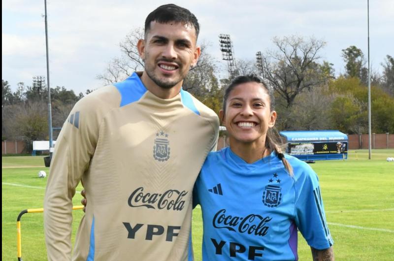 La jujentildea Camila Mansilla se cruzoacute con Leandro Paredes en el predio de Ezeiza