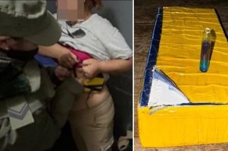 Una mujer viajaba en un remis con un ladrillo de cocaiacutena adosado al cuerpo