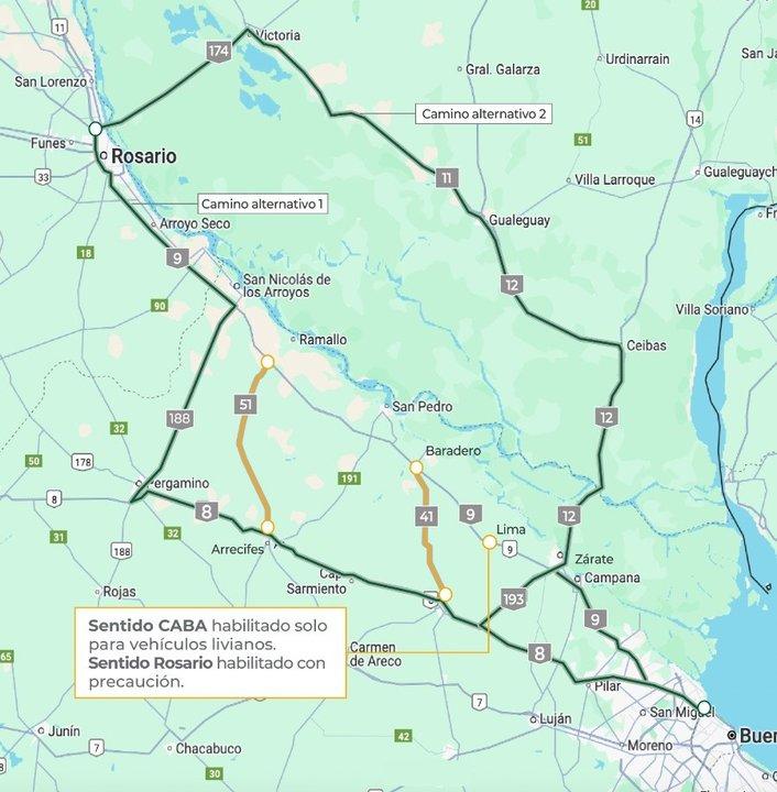 Vialidad Nacional habilita la circulacioacuten de vehiacuteculos livianos en RN 9 mano a CABA- iquestcuaacutendo