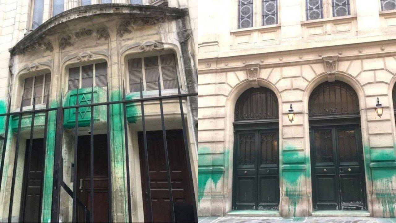 Pariacutes- vandalizaron el memorial del Holocausto y dos sinagogas con pintura verde en pleno centro