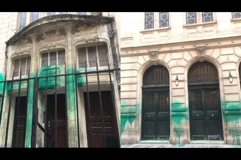 Pariacutes- vandalizaron el memorial del Holocausto y dos sinagogas con pintura verde en pleno centro