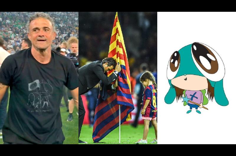 El emotivo dibujo de la remera de Luis Enrique y la bandera que homenajeoacute a su hija Xana