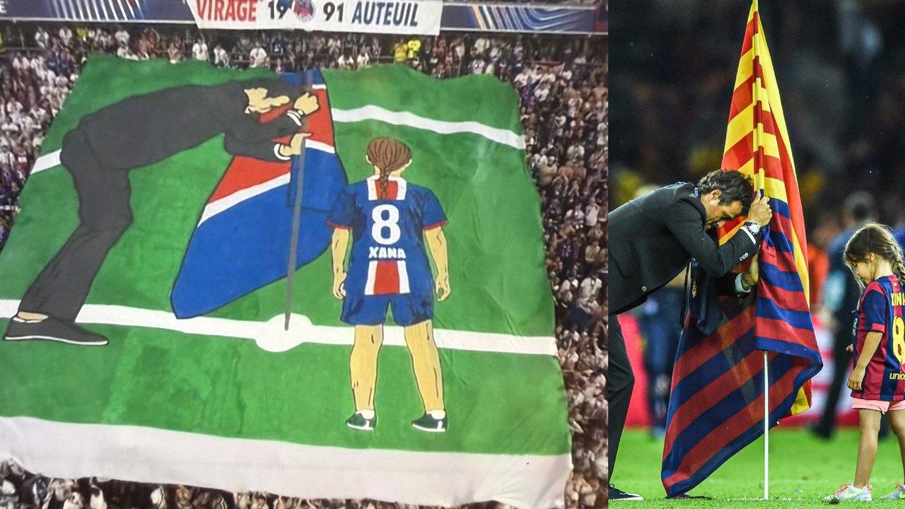 La hinchada del PSG homenajeoacute a Xana la hija de Luis Enrique con una emotiva bandera en el Allianz Arena