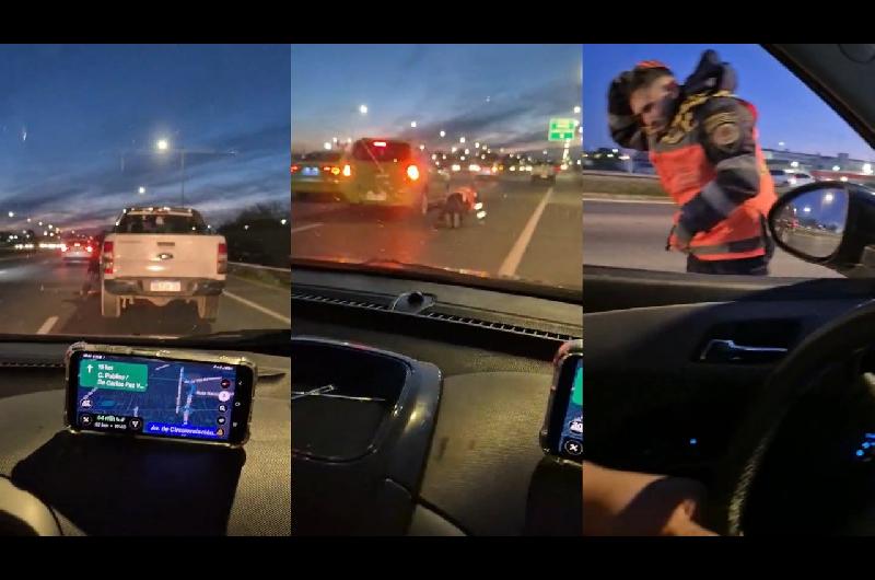 Video impactante- efectivo de la Caminera de Coacuterdoba fue arrastrado por un auto en fuga y se salvoacute de milagro