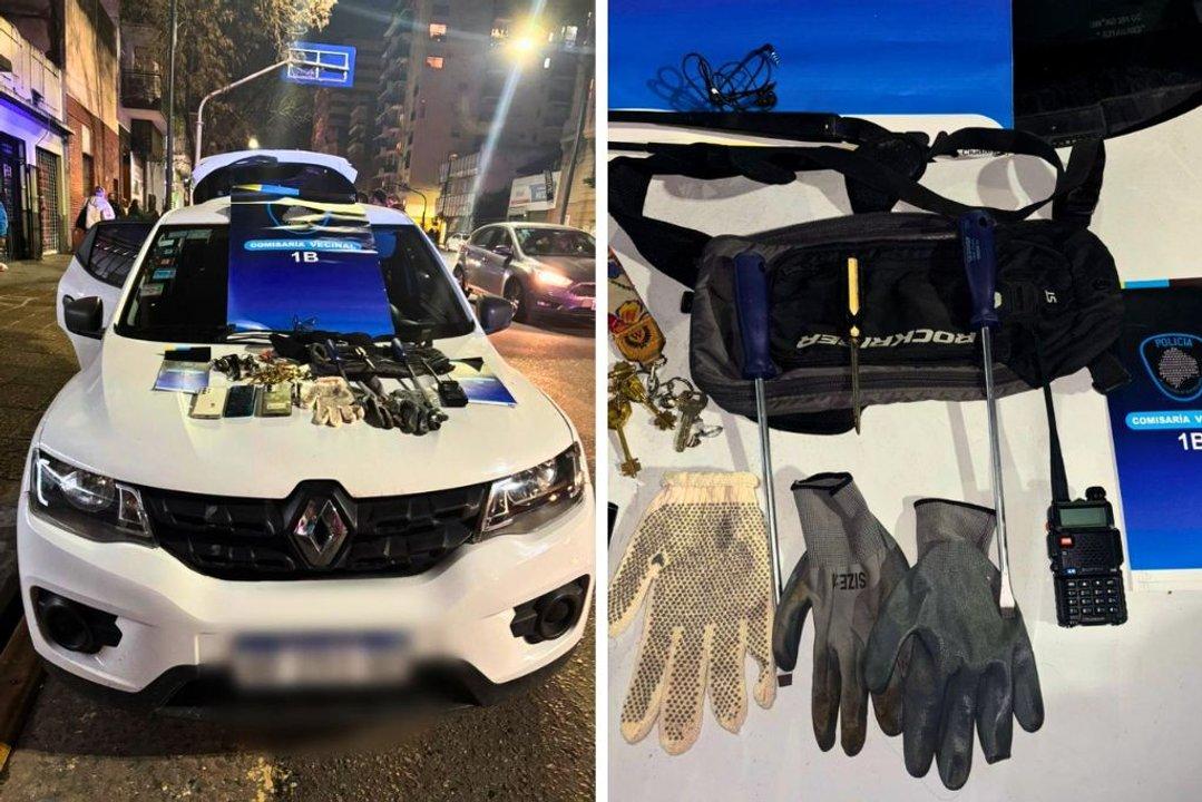 Detuvieron a tres delincuentes con un auto robado y un inhibidor de sentildeal en Monserrat