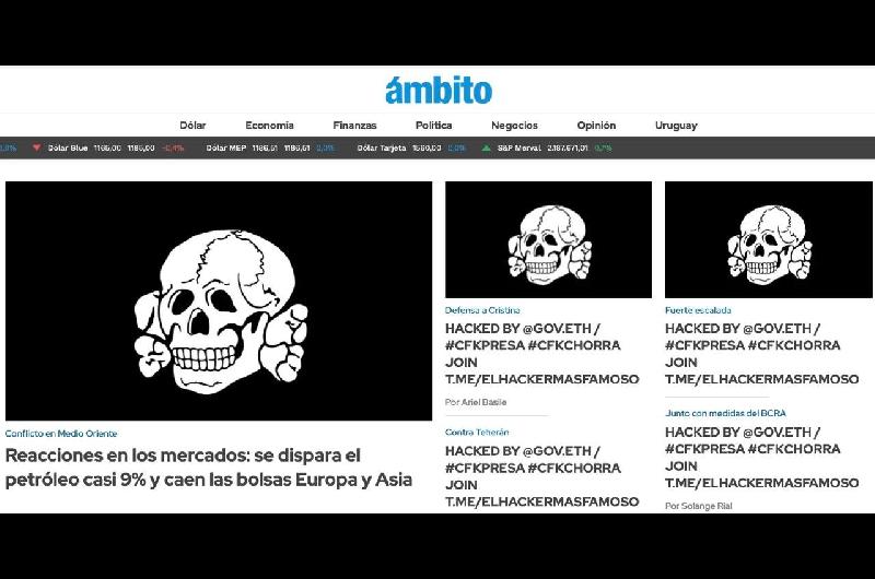 Hackearon la web de Aacutembito Financiero- #CFKPresa