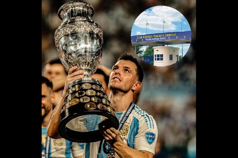 Una visita de lujo en Rosario Central- Gio Lo Celso pasoacute por la praacutectica y se sacoacute una foto con Fatura Broun