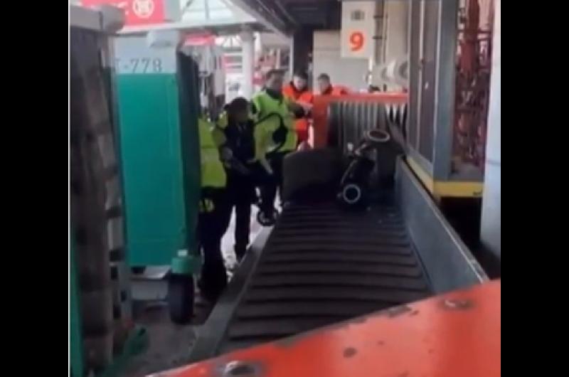 Indignante video de los maleteros que revoleaban valijas en Aeroparque que terminoacute con su fulminante despido