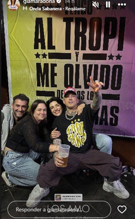 Gianinna Maradona y El Polaco coincidieron en una noche de fiesta y volvieron a encender rumores de romance