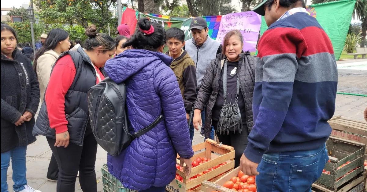 Tomatazo en Plaza Belgrano- productores de Fraile Pintado visibilizan su reclamo