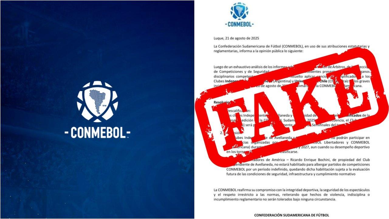 Conmebol desmintioacute el comunicado con duras sanciones para Independiente y la U de Chile