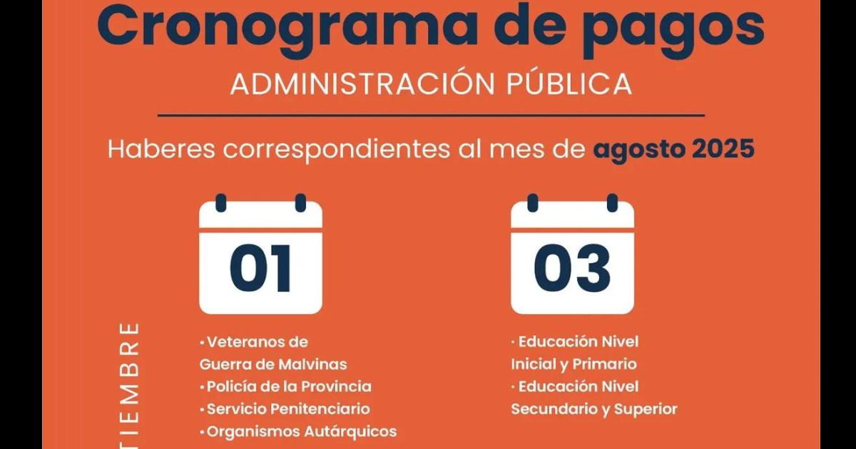 El lunes 1 de setiembre inicia el cronograma de pago 