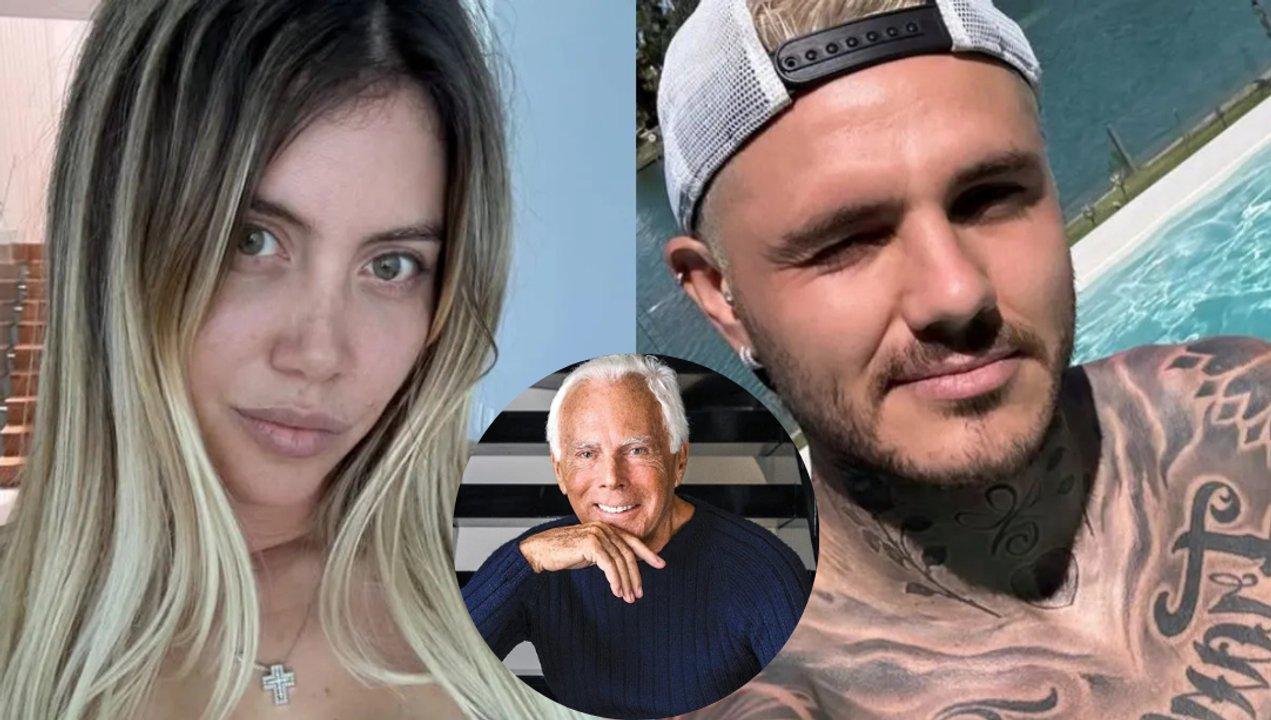La despedida de Wanda Nara y Mauro Icardi a Giorgio Armani- se recortaron de la misma foto