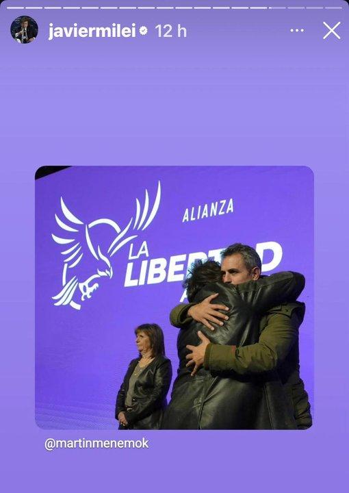 En medio de la poleacutemica por el saludo Javier Milei compartioacute en redes una foto con Martiacuten Menem