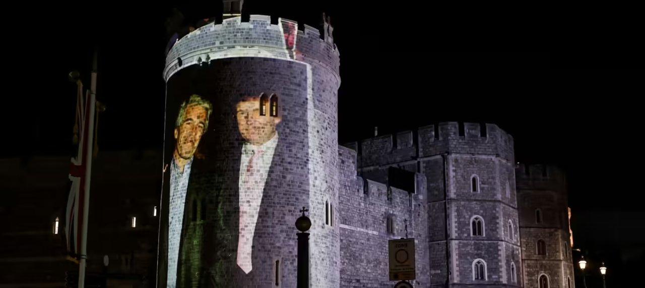 Proyectaron sobre el castillo de Windsor fotos de Donald Trump y Jeffrey Epstein 