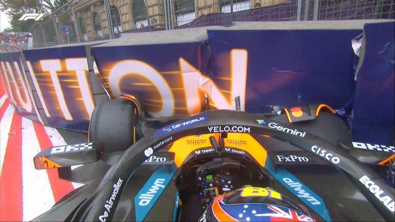 Video- asiacute fue el choque de Piastri en la primera vuelta del GP de Azerbaiyaacuten
