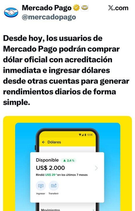 iquestEl Banco Central no lee las redes Asiacute anunciaba Mercado Pago la compra-venta de doacutelares