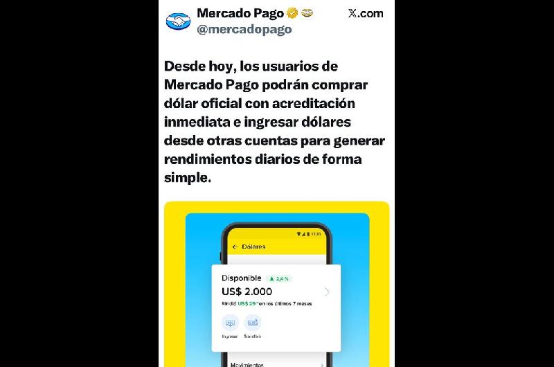 iquestEl Banco Central no lee las redes Asiacute anunciaba Mercado Pago la compra-venta de doacutelares