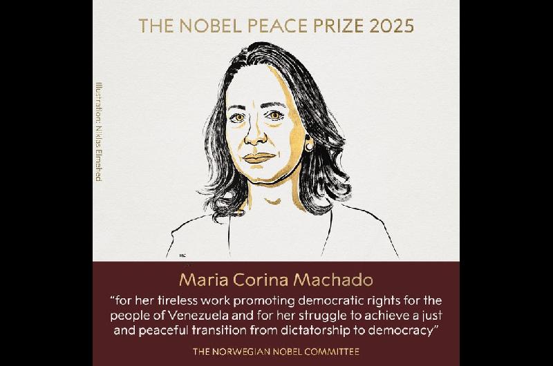 El Premio Nobel de la Paz 2025 fue otorgado a Mariacutea Corina Machado- ldquoiexclEstoy en shockrdquo
