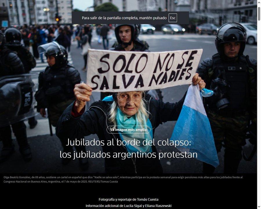 Los reclamos de los jubilados son destacados por un medio  internacional 