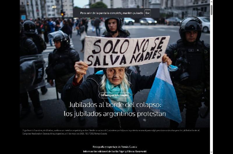 Los reclamos de los jubilados son destacados por un medio  internacional 