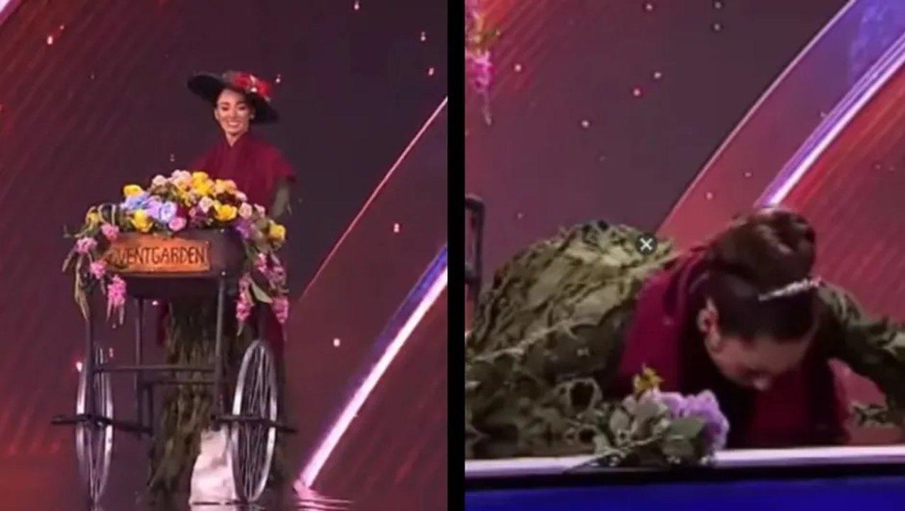 La caiacuteda de Miss Gran Bretantildea en la pasarela de Miss Universo 2025