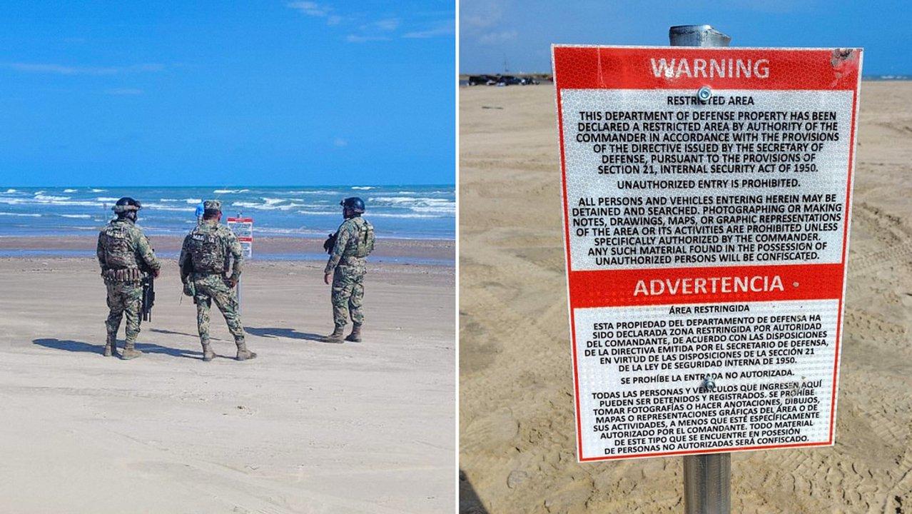 Un sugestivo cartel puesto por EEUU en una playa mexicana lindante con Texas la declaroacute aacuterea de Defensa