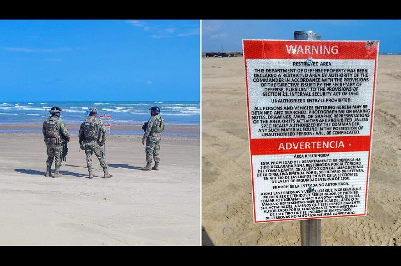 Un sugestivo cartel puesto por EEUU en una playa mexicana lindante con Texas la declaroacute aacuterea de Defensa