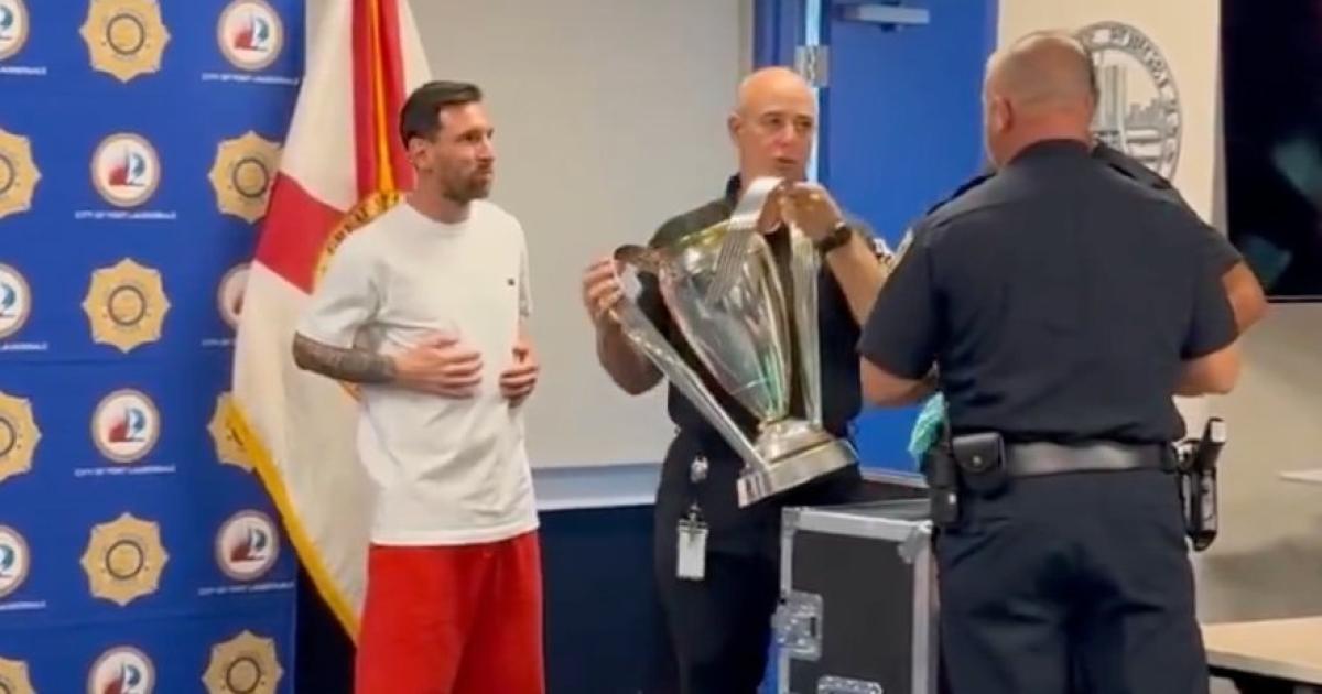 Lionel Messi sorprendioacute a la Policiacutea de Fort Lauderdale con el trofeo de la MLS