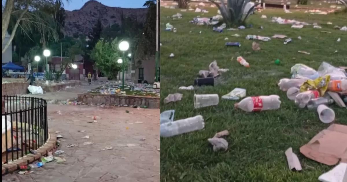 La plaza y calles llenas de basura el saldo de la Chaya de Mojones
