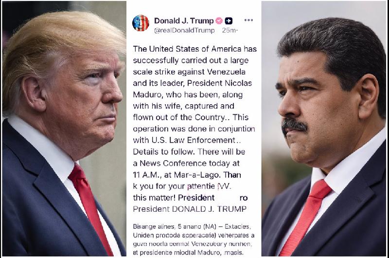 Donald Trump anuncioacute que Estados Unidos capturoacute a Nicolaacutes Maduro