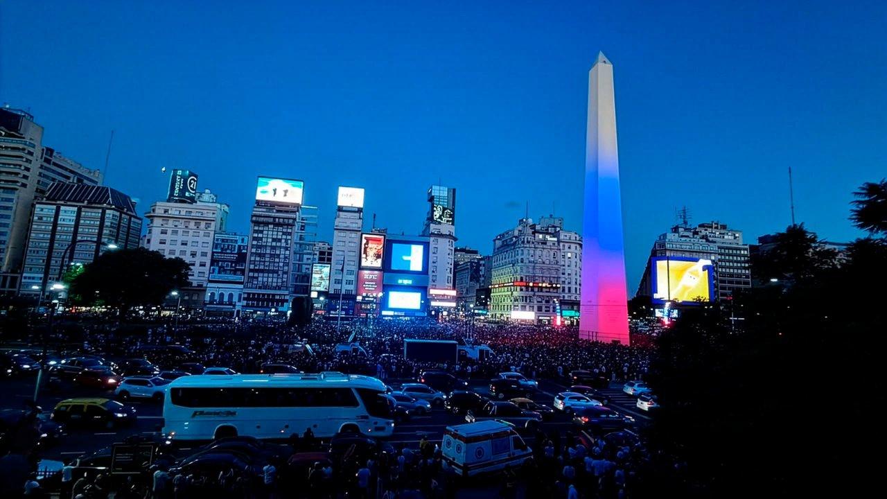 El Obelisco se iluminoacute con los colores de Venezuela en un gesto de apoyo a la libertad