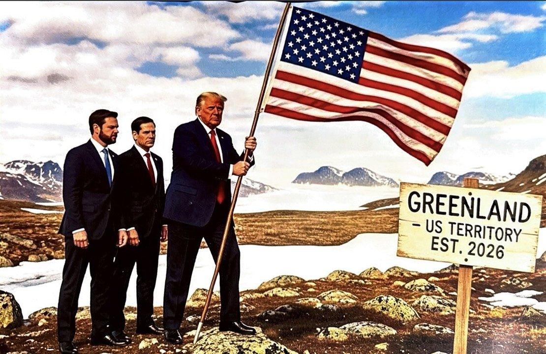 Trump publicoacute una imagen suya poniendo la bandera de Estados Unidos en Groenlandia