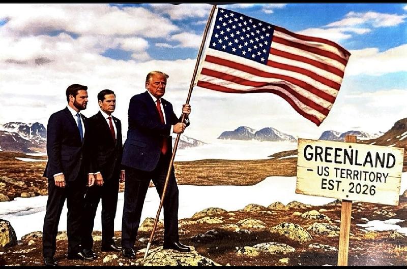 Trump publicoacute una imagen suya poniendo la bandera de Estados Unidos en Groenlandia
