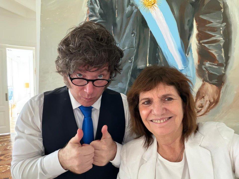 ldquoiquestFeriadordquo- el posteo de Javier Milei con Patricia Bullrich en Olivos