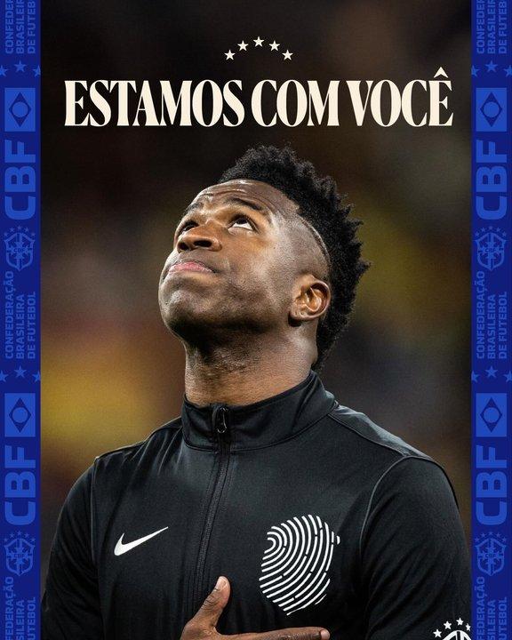 La Confederacioacuten Brasilentildea de Fuacutetbol se solidarizoacute con Vinicius tras el escaacutendalo en la Champions League