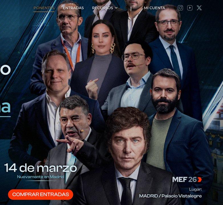 Ver a Milei en Madrid cuesta hasta 2500 euros en un foro econoacutemico en Vistalegre