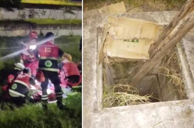 Nintildeo cayoacute en un pozo de 6 metros de profundidad lo rescatan y lo internaron