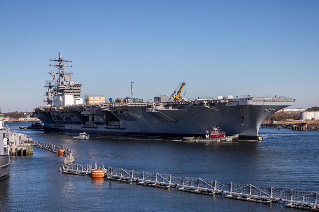 Portaaviones USS Gerald R Ford el maacutes grande del mundo regresa a Medio Oriente tras un incendio