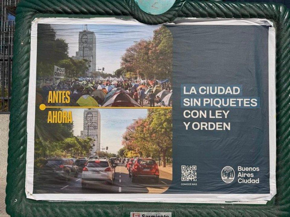 Choque entre Jorge Macri y Patricia Bullrich por afiches sobre cortes en la 9 de Julio